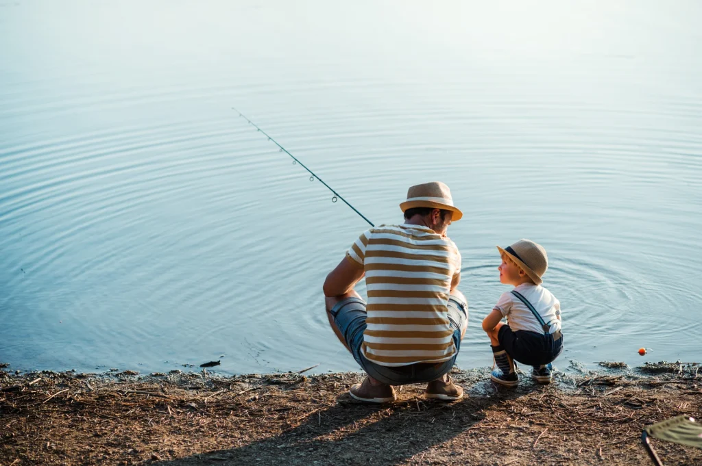 peche enfant pere lac jaunay