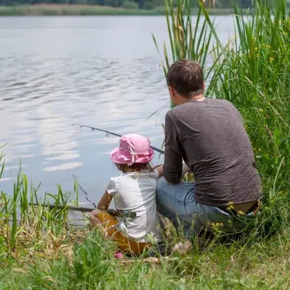 pere enfant peche lac